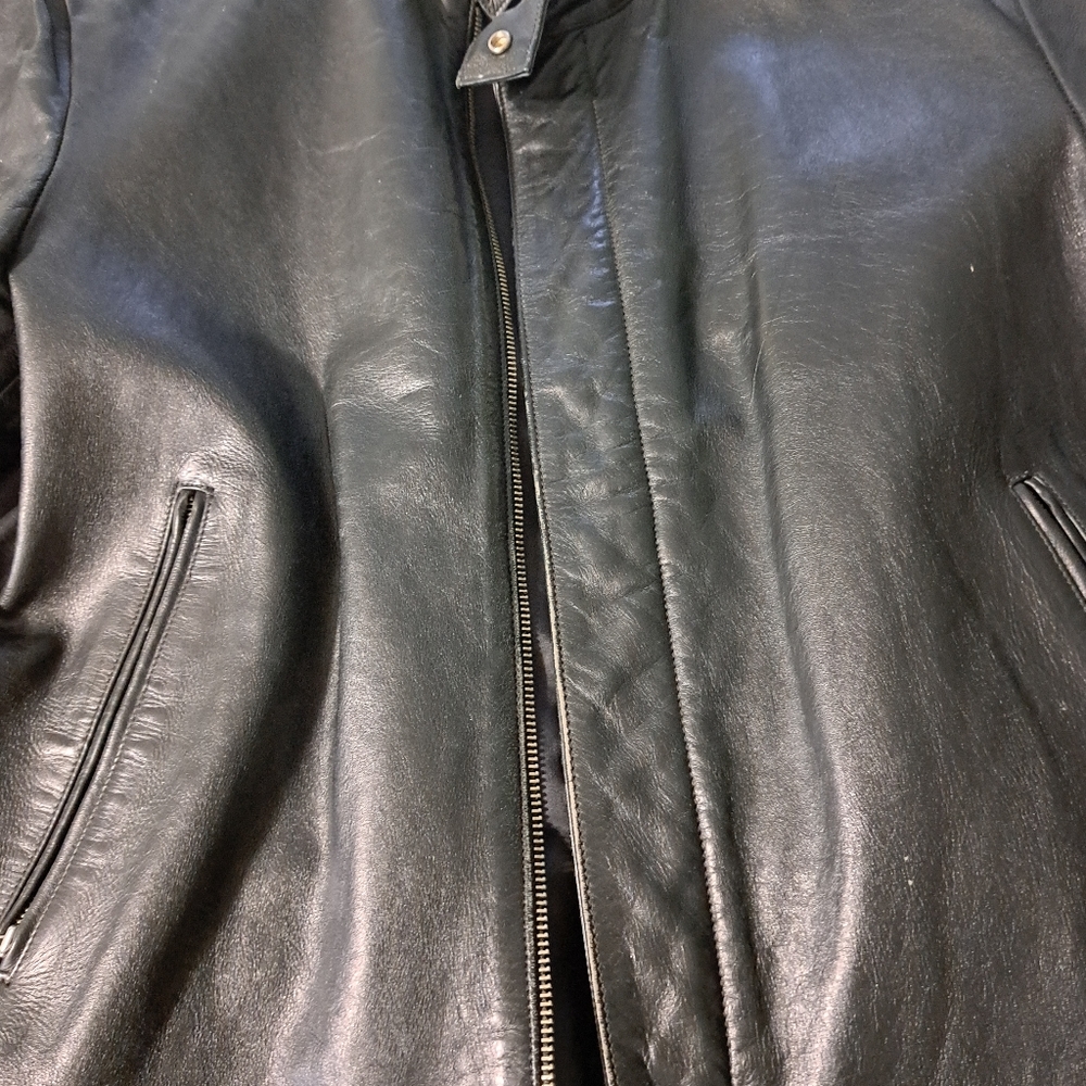 Calvin Klein Black Leather Bomber Jacket - Picture 7 of 14